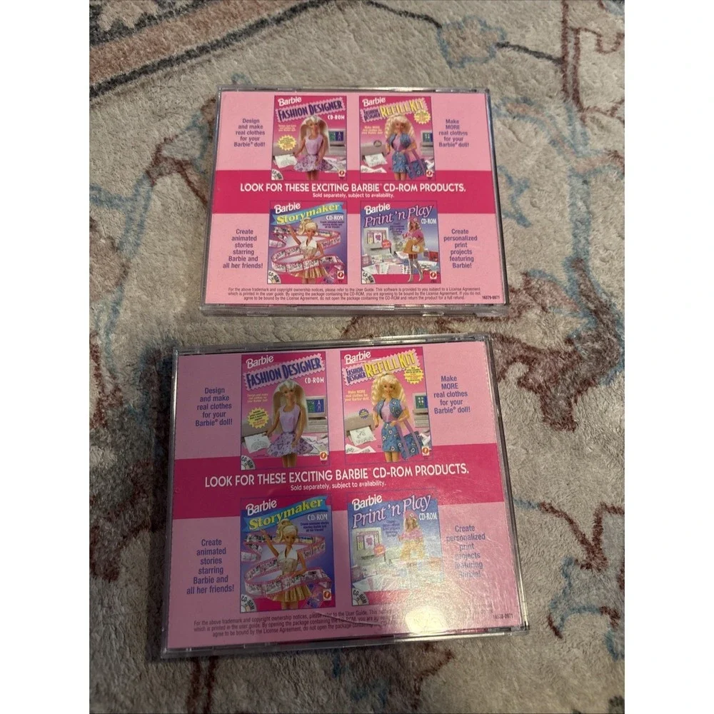 (2) Barbie PC CD-ROM Games - Fashion Designer |‎ Print N Playa 1996/1994
